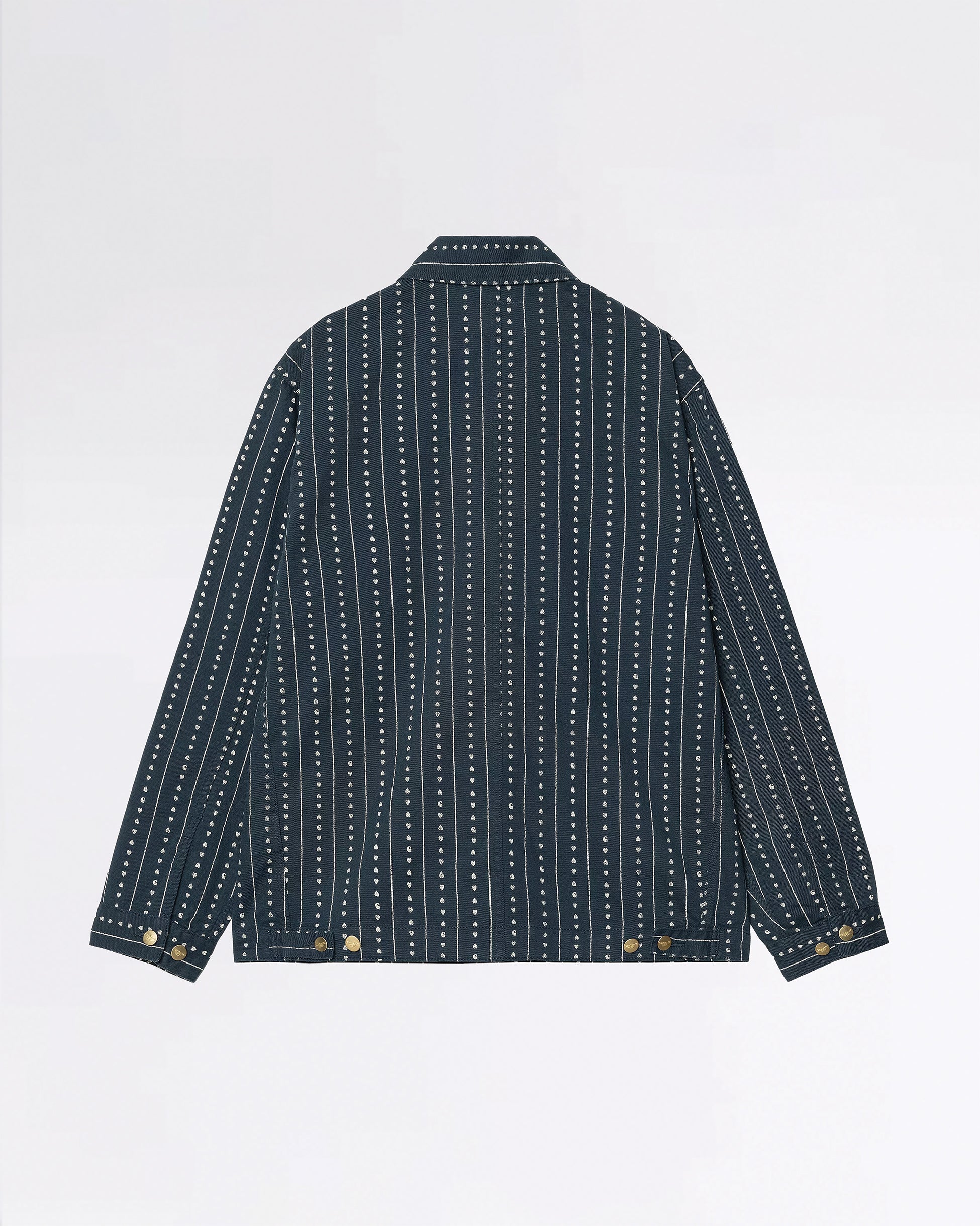 DREWE CHORE COAT HEART C PINSTRIPE, INK/NATURAL